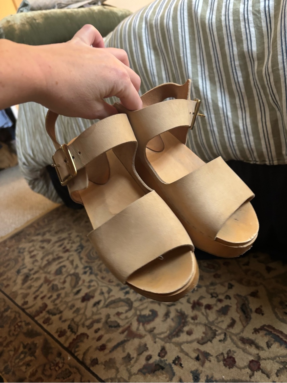 Beige Bryr Platform Sandals with Suede Neutral Straps